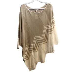 Christopher & Banks Sweater Womens L/XL Pullover Poncho Shawl Striped Casual New